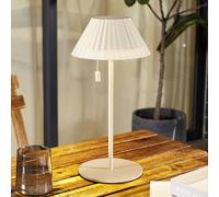 Lampada da tavolo LED Lindby Ilvi, beige, alluminio, Ø 17,5 cm LINDBY