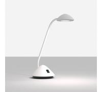 Lampada da tavolo LED MAULarc, bianca, altezza 38 cm, flessibile Maul