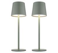 Lampada da tavolo LED ricaricabile Lampada da tavolo CCT touch da esterno verde pallido opale luce da giardino touch dimmer USB, metallo, 2W 50lm bianco caldo-freddo, DxH 8,5x28 cm, set di 2