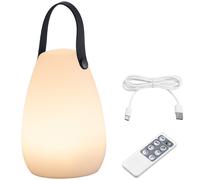 BAKAJI Lampada da Tavolo LED Senza Fili Ricaricabile, con Manico Nero, Luce Ambientale Portatile, Esterni ed Interni, RGB 8 Modalità Colore, per Giardino, Hotel, Bar, Camera da Letto, IP44