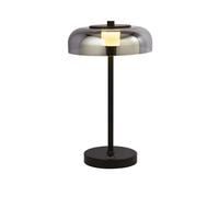 Lampada Da Scrivania Contemporanea Frisbee Acciaio Nero Vetro Led 9,87W 3000K