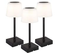 Lampada da tavolo LED touch dimmer lampada da tavolo batteria ricaricabile nero lampada laterale CCT, metallo, 2W 100 lm bianco caldo-freddo, DxH 8,5x25,5 cm, set di 3
