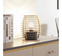 Lampada da tavolo Lindby Ediz, nera, in legno, alta 25 cm, E27 LINDBY