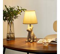 Lampada da tavolo Lindby Herry, bianco, ceramica, cane, altezza 46,5 cm LINDBY