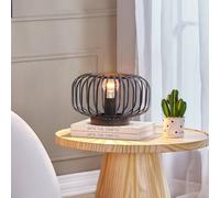 Lampada da tavolo Lindby Krish in look gabbia, nero LINDBY
