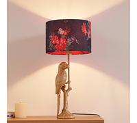 Lampada da tavolo Lindby Marula, oro, stampa floreale, tessuto, E27 10041729