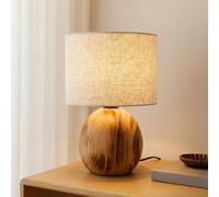 Lampada da tavolo Lindby Mayumi, altezza 31 cm, legno, tessuto LINDBY