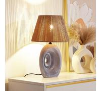 Lampada da tavolo Lindby Seasur, blu-grigio, ceramica, carta, 29 cm LINDBY