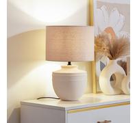Lampada da tavolo Lindby Thalassia, beige, Ø 30 cm, ceramica LINDBY