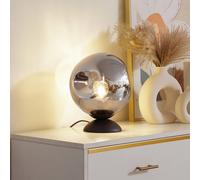 Lampada da tavolo Lindby Valentina, E27, grigio fumo, vetro, Ø 25 cm LINDBY