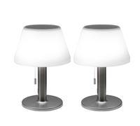 Lampada da tavolo luce solare lampada da esterno lampada da patio lampada da tavolo balcone, IP44 batteria interruttore a strappo metallo bianco, 10x LED bianco freddo, DxH 20x28 cm, set di 2