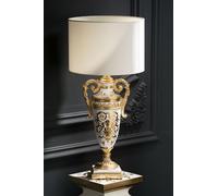 Lampada da tavolo lume classico 90 h abat jour ceramica oro soprammobile Vi13