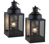 Lampada Da Tavolo Marrakesch 2 Pezzi In Metallo Nera Vintage 35 Cm E27
