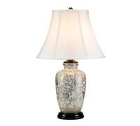 Lampada da Tavolo Mila Porcellana Argento H:58cm Ø36cm Soggiorno Lampada Letto