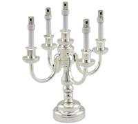 Lampada Da Tavolo Miniaturizzata LED A Batteria Candelabro Argento A 5 Bracci