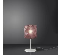 Lampada Da Tavolo Moderna 1 Luce Prisma Polilux Rosa Metallico H36 Made In Italy