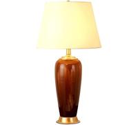 Lampada da Tavolo Moderna Cinese Grande Americana Minimalista in Ceramica di Rame Lampada da Comodino con Smalto incrinato Lampada da Tavolo con Paralume a Botte di Luce da Tavolo, Lampadario