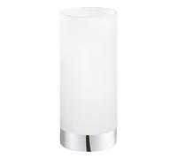 Eglo Damasco 1, Lampada da tavolo a 1 luce, lampada da comodino in metallo cromato, vetro bianco satinato, attacco E27, interruttore incluso