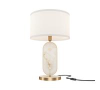 Lampada Da Tavolo Moderna Marmo Metallo Oro Paralume Tessuto 1 Luce E27 40W