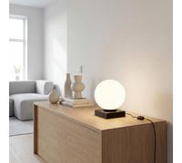 Lampada da tavolo moderna nera e bianca in metallo e vetro sfera antiabbagliamento interruttore a cavo per soggiorno e ufficio H:17,5 cm E14 per camera da letto