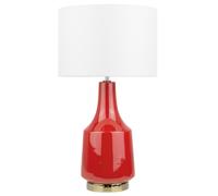 Lampada da Tavolo Moderna Retrò Ceramica Rossa Paralume Rotondo Triversa