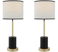 Lampada da tavolo moderna, set di 2 for camera letto e soggiorno, lampade lettura tradizionali comodino 24,4'', nere, con paralume grigio a tamburo, attacco E27, for cassettiere, sala pranzo ufficio
