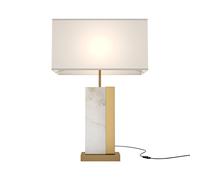Lampada Da Tavolo Moderno Bianco Metallo Ottone Paralume Tessuto Luce E27 60W