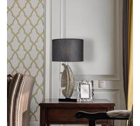Lampada da tavolo nera decorativa con illuminazione a LED da comodino in resina dal design classico in stile europeo,lampada un aspetto elegante