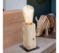 Lampada da tavolo nera opaca base quadrata, rettangolare legno, testa di moro