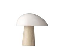 Lampada da Tavolo Night Owl , Bianco Affumicato con Base in Legno di Frassino