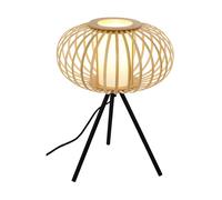 Lampada Da Tavolo Nordico Bambo Metallo Nero 1 Luce E27 [EEK: A++]