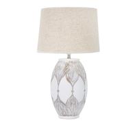 Lampada da Tavolo Ovale Atene 38x67x38 cm in Poliresina Bianco/Marrone