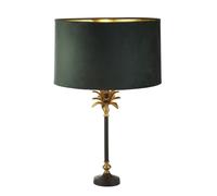 Lampada da tavolo Palm - Metallo nero e ottone e paralume in velluto verde