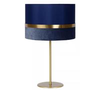Lampada Da Tavolo Per Camera Da Letto In Stoffa Metallizzata Blu E Oro 50 Cm E14