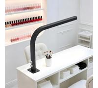 Lampada da tavolo per onicotecniche, a forma di L, portatile, per estetiste | 48W, 3000K-6000K, dimmerabile, regolazione tramite manopola, senza ombre, per manicure, ciglia, tatuaggi(Black)