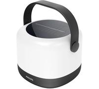 Philips Alula, luce solare portatile, variazione di colore 3000K e RGB, cavo di ricarica USB, IP44, bianco e nero