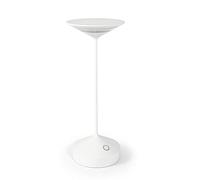 Lampada da tavolo portatile Tempo bianca ricaricabile Uso interno-esterno. La struttura alluminio verniciato. interruttore touch con regolazione della luminosità. Autonomia di circa 12 ore,