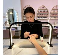 Lampada da tavolo professionale per manicure, luce a mezzaluna da 45W, temperatura colore regolabile 3000K-6000K, lampada per unghie di grandi dimensioni da scrivania(Black)