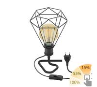Lampada da tavolo RETRA switch nero paralume a gabbia + lampada LED oro max.