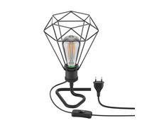Lampada da tavolo RETRA switch paralume nero a gabbia + lampada LED 240lm