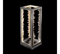 Lampada da tavolo rettangolare QUARTZ HALO, Nickel satinato, LED 30W, 3000K, LM 2400, Cristallo di rocca, L 15 W15 H 40 cm, dimmerabile