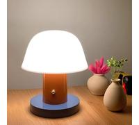 Lampada da Tavolo Ricaricabile a Forma di Fungo retrò con Colori Contrastanti e Interruttore Touch - Atmosfera Romantica Portatile, Lampada da Comodino dimmerabile per Camera da Letto