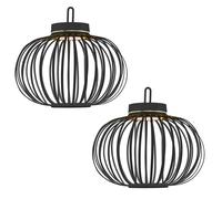 Lampada da tavolo ricaricabile a LED touch dimmer lampada a sospensione in bambù a traliccio luce decorativa per esterni interni balcone, USB, 1,5W 130Lm bianco caldo, DxH 36x33 cm, set di 2