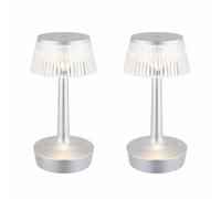 Lampada da tavolo ricaricabile lampada da tavolo in cristallo CCT lampada da comodino dimmerabile touch dimmer, argento, LED 0,7W 90Lm bianco caldo, DxH 12x23 cm, set di 2
