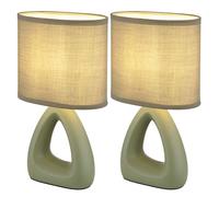 Lampada da Tavolo Sala Pranzo Tessuto Lato Ceramica Verde 2er Set [EEK: Inaditato]