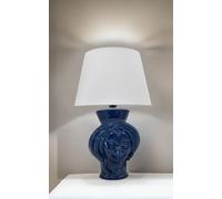 Lampada da Tavolo Salone Abat Jour Ceramica Caltagirone Lume Testa di Moro Blu