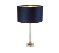 Lampada da tavolo Scarborough - Cristallo, metallo ottone e velluto blu navy