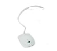 LAMPADA DA TAVOLO SCRIVANIA 8 LED LUCE RICARICABILE TOUCH CON OROLOGIO SNODABILE