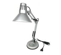 LAMPADA DA TAVOLO SCRIVANIA LUMETTO BRACCIO SNODABILE MORSETTO COLOR SILVER