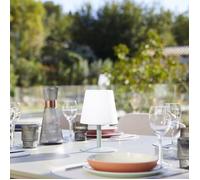 Lampada da tavolo wireless - Lumisky - Story Mini Olive - H25 cm - Piede in acciaio verde oliva - LED bianco e bianco caldo e bianco